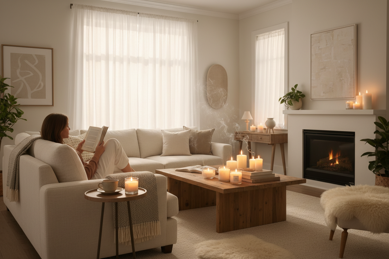 美国家庭使用香薰蜡烛的常用场景，美好祥和，平静优雅