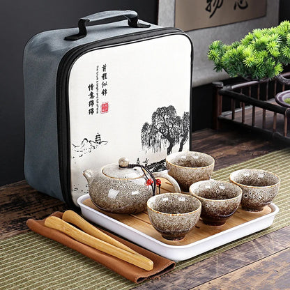 With Travelling Bag 4 Cups Kung Fu Tea Set