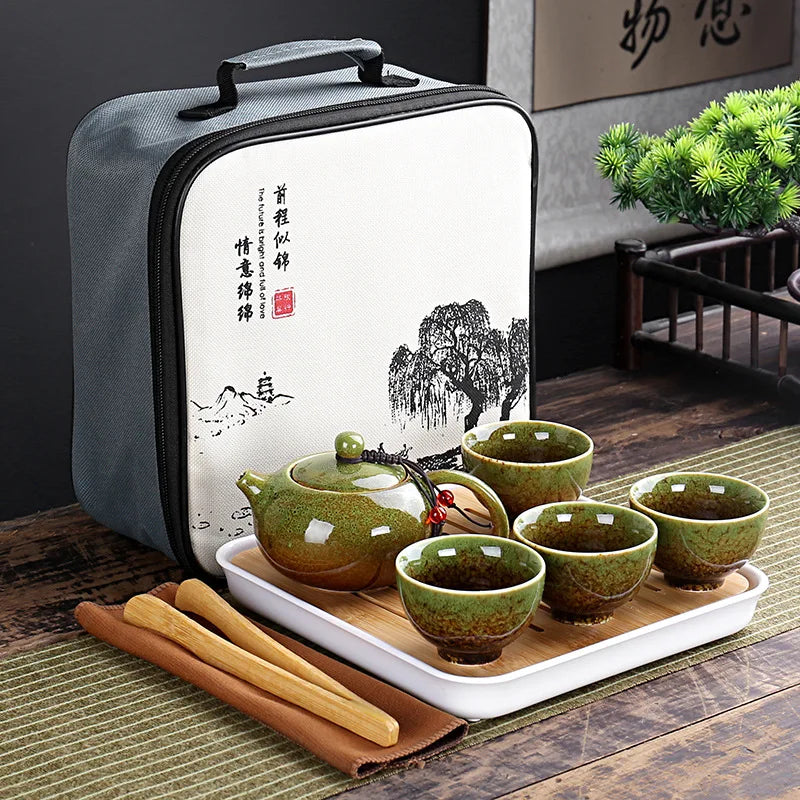 With Travelling Bag 4 Cups Kung Fu Tea Set