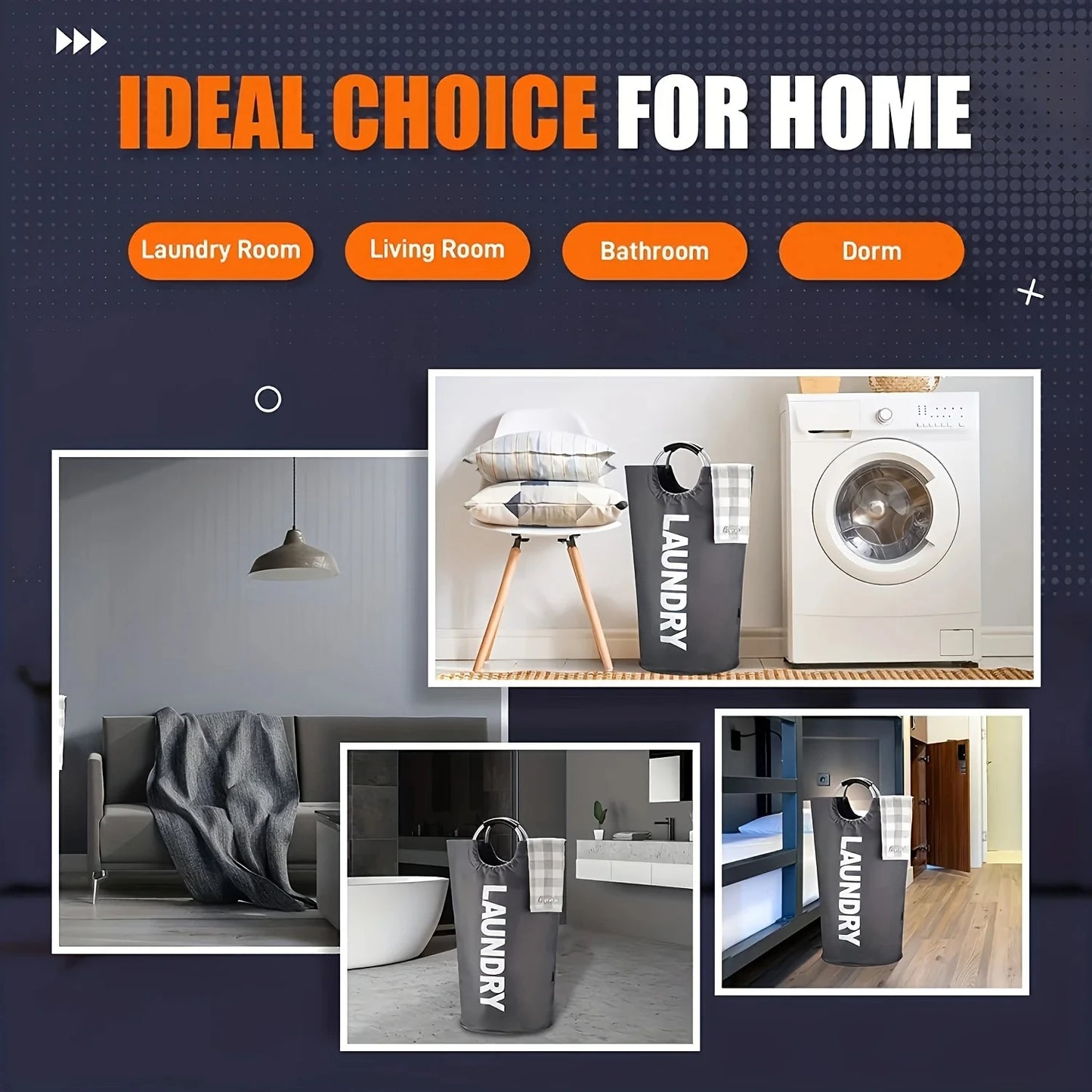 Extra-Large Household Foldable Laundry Basket Storage Bag  Waterproof Laundry Basket  Dorm Balcony, laundry room, Bathroom Items