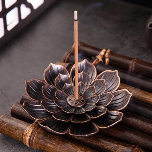 Alloy Incense Burner Stick Holder Plate Buddhism Lotus Censer Bronze Incense Burners Home Fragrance Accessories