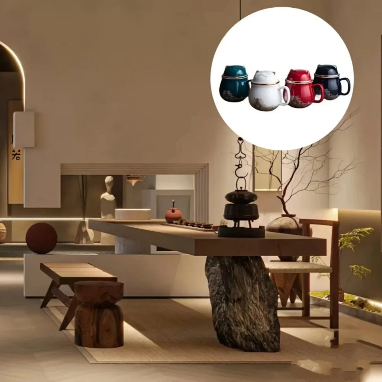 Ceramic Portable Lucky Cat Tea Mug with Infuser