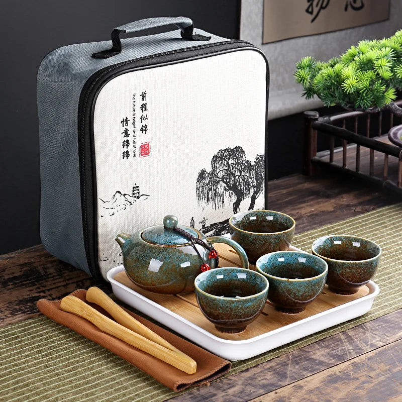 With Travelling Bag 4 Cups Kung Fu Tea Set