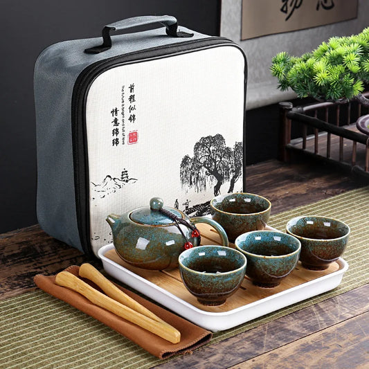With Travelling Bag 4 Cups Kung Fu Tea Set