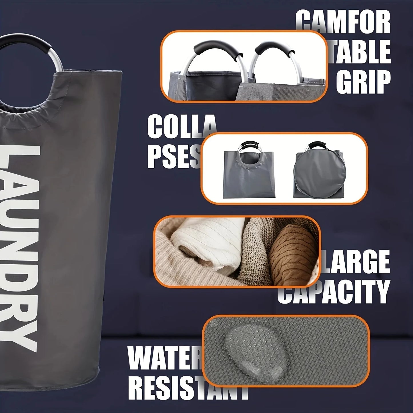 Extra-Large Household Foldable Laundry Basket Storage Bag  Waterproof Laundry Basket  Dorm Balcony, laundry room, Bathroom Items