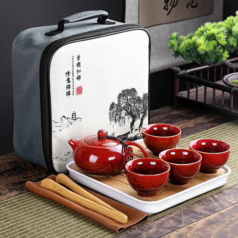 With Travelling Bag 4 Cups Kung Fu Tea Set