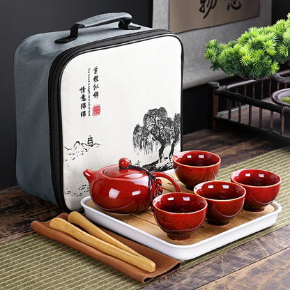 With Travelling Bag 4 Cups Kung Fu Tea Set