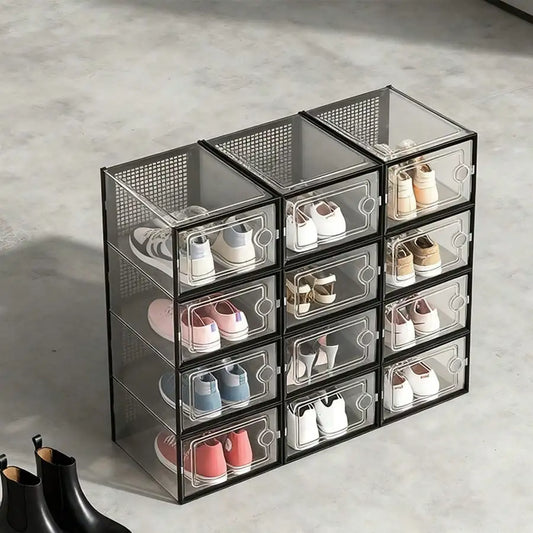 6/12-Piece Side-Opening Transparent Shoe Box